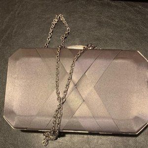 INC Tina Satin Clutch Silver/Silver